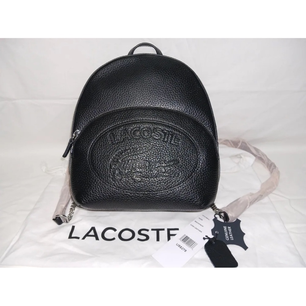 Lacoste black leather backpack